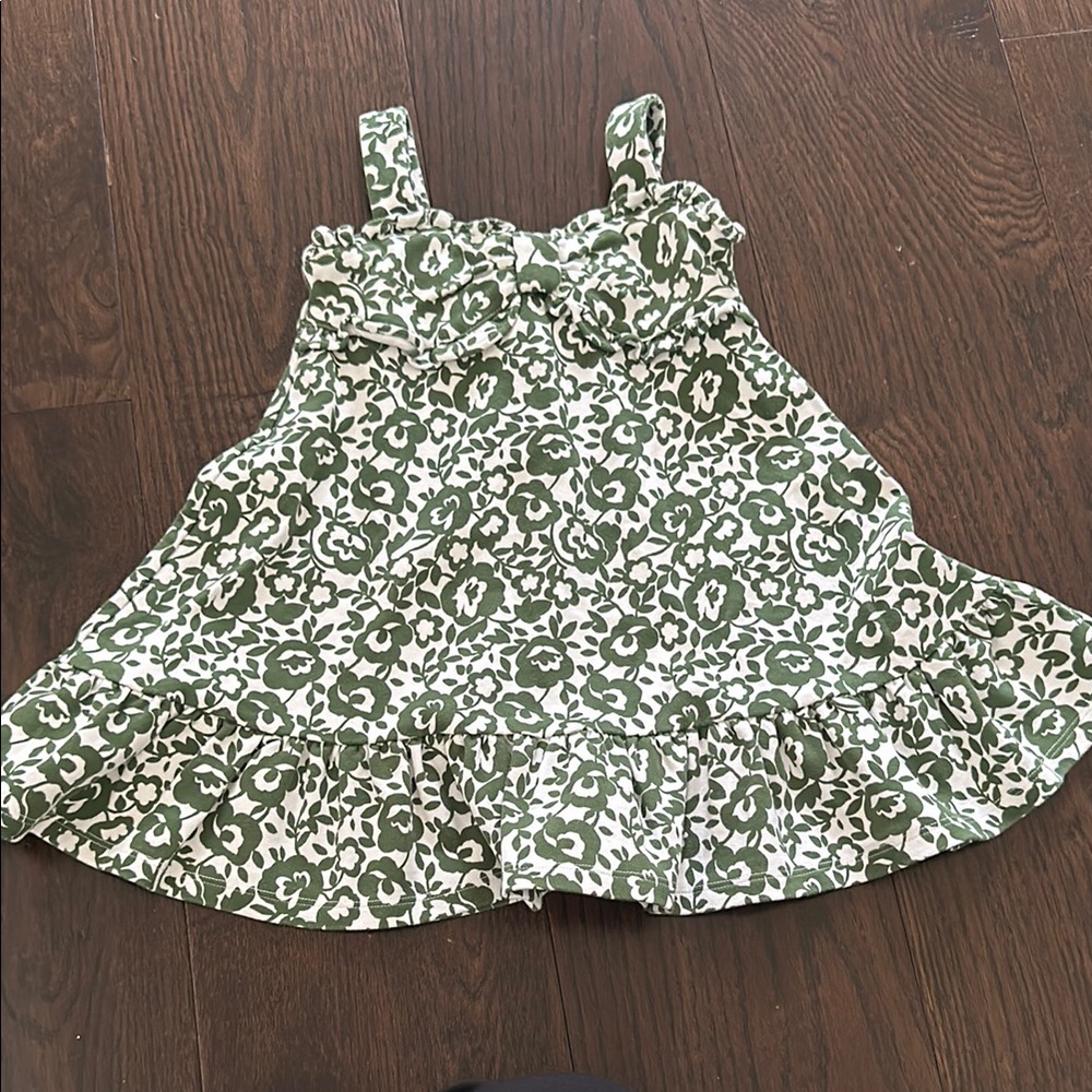 Janie and Jack Green and White Floral Top